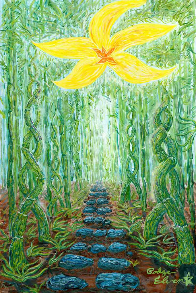 enlightened path oil painting by hawaii artist podge elvenstar